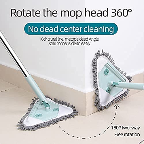 MopTrio – 360° Rotatable Triangle Mop with Handle